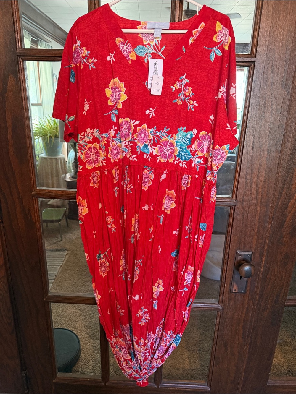 Only Necessities Red Floral Maxi Dress with Multicolor Blooms